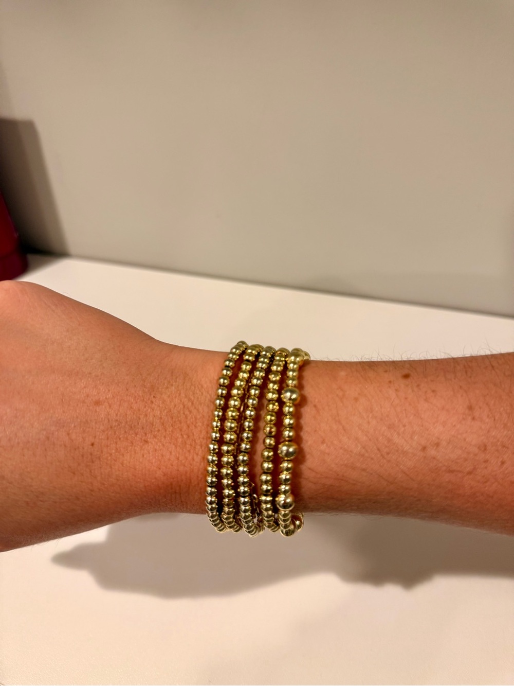 Gold Beaded Stack Stretch Bracelets